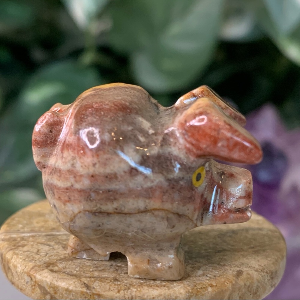 Red Soapstone Carved Pig Figurine Miniature Stone Farm Animal Carving Mini Swine - Picture 9 of 15